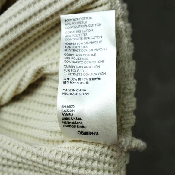 Free People Size M Geo Party Sweater Pullover Waffle Knit Ivory Blue Orange - Picture 11 of 11